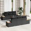 Image de vidaXL Ensemble de canapé de jardin avec coussins 7 pcs noir poly rotin