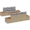 Image de vidaXL Ensemble de canapé de jardin avec coussins avec mémoire 7 pcs Beige Poly Rattan