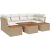 Image de Ensemble de salon de jardin vidaXL, 7 pièces, beige, en résine tressée