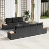 Image de vidaXL Ensemble de canapé de jardin avec coussins 8 pcs noir Poly rotin