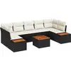 Image de vidaXL Ensemble de canapé de jardin avec coussins 8 pcs noir Poly rotin