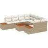 Image de vidaXL Ensemble de canapé de jardin avec mémoire 9 pcs Beige Poly Rattan