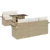 Image de vidaXL Ensemble canapé de jardin avec coussins et coffre de rangement 6 pièces Beige Polyrotin