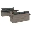 Image de Ensemble de canapés de jardin vidaXL avec coussins et rangement, 7 pièces, gris, en rotin synthétique