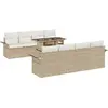 Image de vidaXL Ensemble de canapé de jardin avec coussins avec mémoire 9 pcs Beige Poly Rattan