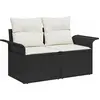 Image de vidaXL Ensemble de canapé de jardin avec coussins 6 pcs noir Poly rotin