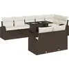 Image de vidaXL Ensemble de canapé de jardin avec mémoire 9 pcs brun poly rotin