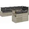 Image de vidaXL Ensemble de canapé de jardin avec mémoire 9 pcs gris clair Poly rotin