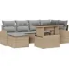 Image de vidaXL Ensemble de canapé de jardin avec mémoire 7 pcs Beige Poly Rattan