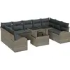 Image de vidaXL Ensemble de canapé de jardin avec coussins avec mémoire 10 pcs Gris Poly Rattan