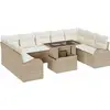 Image de vidaXL Ensemble de canapé de jardin avec coussins avec mémoire 10 pcs Beige Poly Rattan