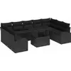 Image de vidaXL Ensemble de canapé de jardin avec coussins 10 pcs noir poly rotin