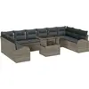 Image de Ensemble de canapés de jardin vidaXL avec coussins et rangement, 11 pièces, gris, en rotin synthétique