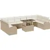 Image de vidaXL Ensemble de canapé de jardin avec coussins avec mémoire 11 pcs Beige Poly Rattan