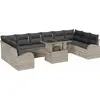 Image de vidaXL Ensemble de canapé de jardin avec mémoire 11 pcs gris clair Poly rotin