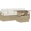 Image de vidaXL Ensemble de canapé de jardin avec mémoire 5 pcs Beige Poly Rattan