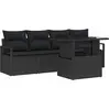 Image de vidaXL Ensemble de canapé de jardin avec coussins 5 pcs noir poly rotin