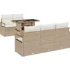 Image de vidaXL Ensemble canapé de jardin avec coussins et coffre de rangement 6 pièces Beige Polyrotin