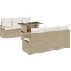 Image de vidaXL Ensemble de canapé de jardin avec coussins avec mémoire 7 pcs Beige Poly Rattan