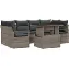 Image de vidaXL Ensemble de canapé de jardin avec mémoire 7 pcs Gris Poly Rattan