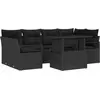 Image de vidaXL Ensemble de canapé de jardin avec mémoire 7 pcs noir poly rotin