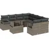Image de vidaXL Ensemble de canapé de jardin avec coussins avec mémoire 9 pcs Gris Poly Rattan