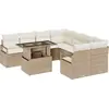 Image de vidaXL Ensemble de canapé de jardin avec coussins avec mémoire 9 pcs Beige Poly Rattan