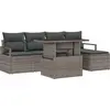Image de vidaXL Ensemble de canapé de jardin avec mémoire 6 pcs Gris Poly Rattan