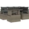 Image de vidaXL Ensemble de canapé de jardin avec coussins avec mémoire 5 pcs Gris Poly Rattan