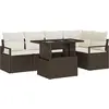 Image de Ensemble de canapés de jardin vidaXL avec coussins et rangement, 6 pièces, en rotin synthétique marron