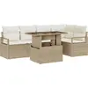 Image de vidaXL Ensemble canapé de jardin avec coussins et coffre de rangement 6 pièces Beige Polyrotin
