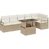 Image de Ensemble de canapé de jardin vidaXL, 7 pièces, beige, en polyrotin