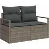 Image de vidaXL Ensemble de canapé de jardin avec mémoire 7 pcs Gris Poly Rattan