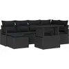 Image de vidaXL Ensemble de canapé de jardin avec mémoire 7 pcs noir poly rotin