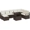 Image de vidaXL Ensemble de canapé de jardin avec mémoire 9 pcs brun poly rotin
