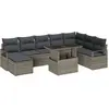 Image de vidaXL Ensemble de canapé de jardin avec mémoire 9 pcs Gris Poly Rattan