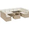 Image de vidaXL Ensemble de canapé de jardin avec mémoire 10 pcs Beige Poly Rattan