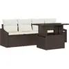 Image de vidaXL Ensemble de canapé de jardin avec mémoire 5 pcs brun poly rotin