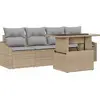 Image de vidaXL Ensemble de canapé de jardin avec mémoire 5 pcs Beige Poly Rattan
