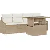 Image de vidaXL Ensemble de canapé de jardin avec mémoire 5 pcs Beige Poly Rattan