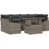 Image de vidaXL Ensemble de canapé de jardin avec mémoire 7 pcs Gris Poly Rattan