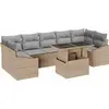 Image de vidaXL Ensemble de canapé de jardin avec mémoire 8 pcs Beige Poly Rattan