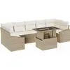 Image de vidaXL Ensemble de canapé de jardin avec coussins avec mémoire 8 pcs Beige Poly-Rotin