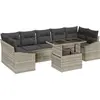 Image de vidaXL Ensemble de canapé de jardin avec mémoire 8 pcs gris clair Poly rotin