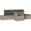 Image de vidaXL Ensemble de canapé de jardin avec mémoire 6 pcs gris clair Poly rotin