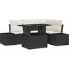 Image de vidaXL Ensemble de canapé de jardin avec coussins 5 pcs noir poly rotin