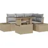 Image de Ensemble de canapés de jardin vidaXL, 5 pièces, beige, en polyrotin