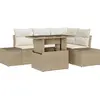 Image de Ensemble de canapés de jardin vidaXL, 5 pièces, beige, en polyrotin