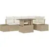 Image de vidaXL Ensemble de canapé de jardin avec mémoire 6 pcs Beige Poly Rattan