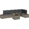 Image de vidaXL Ensemble de canapé de jardin avec coussins avec mémoire 7 pcs Gris Poly-Rotin